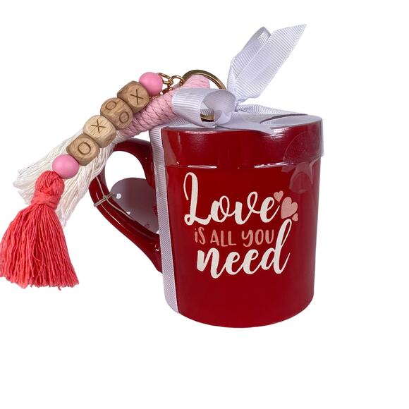 Red Love Mug & Keychain Gift Set - Love Is All You Need Valentines Day Gift NEW - Picture 2 of 8